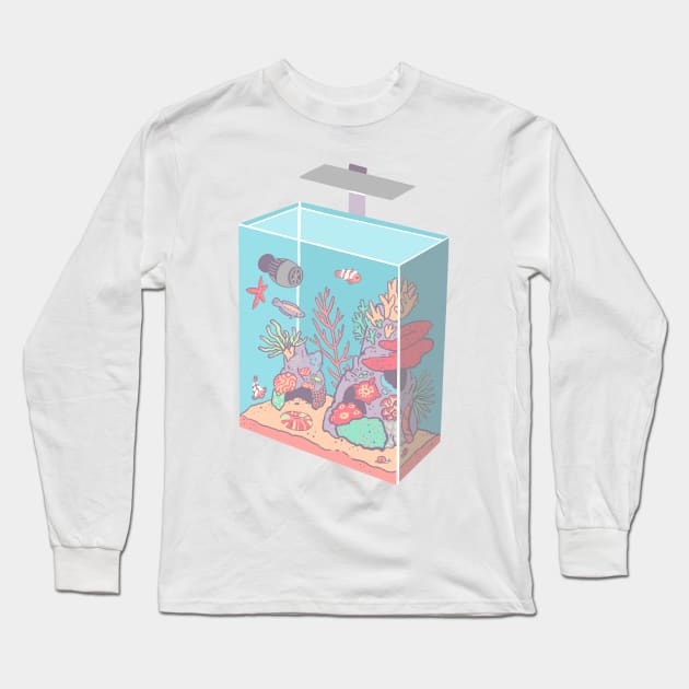 Isometric Coral Reef Tank with Fish Long Sleeve T-Shirt by narwhalwall